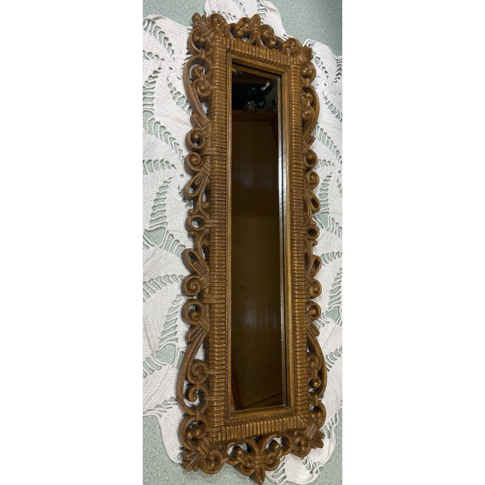 MCM Boho Style Homco Dart Faux Wicker Rattan  21"  Rectangular Mirror